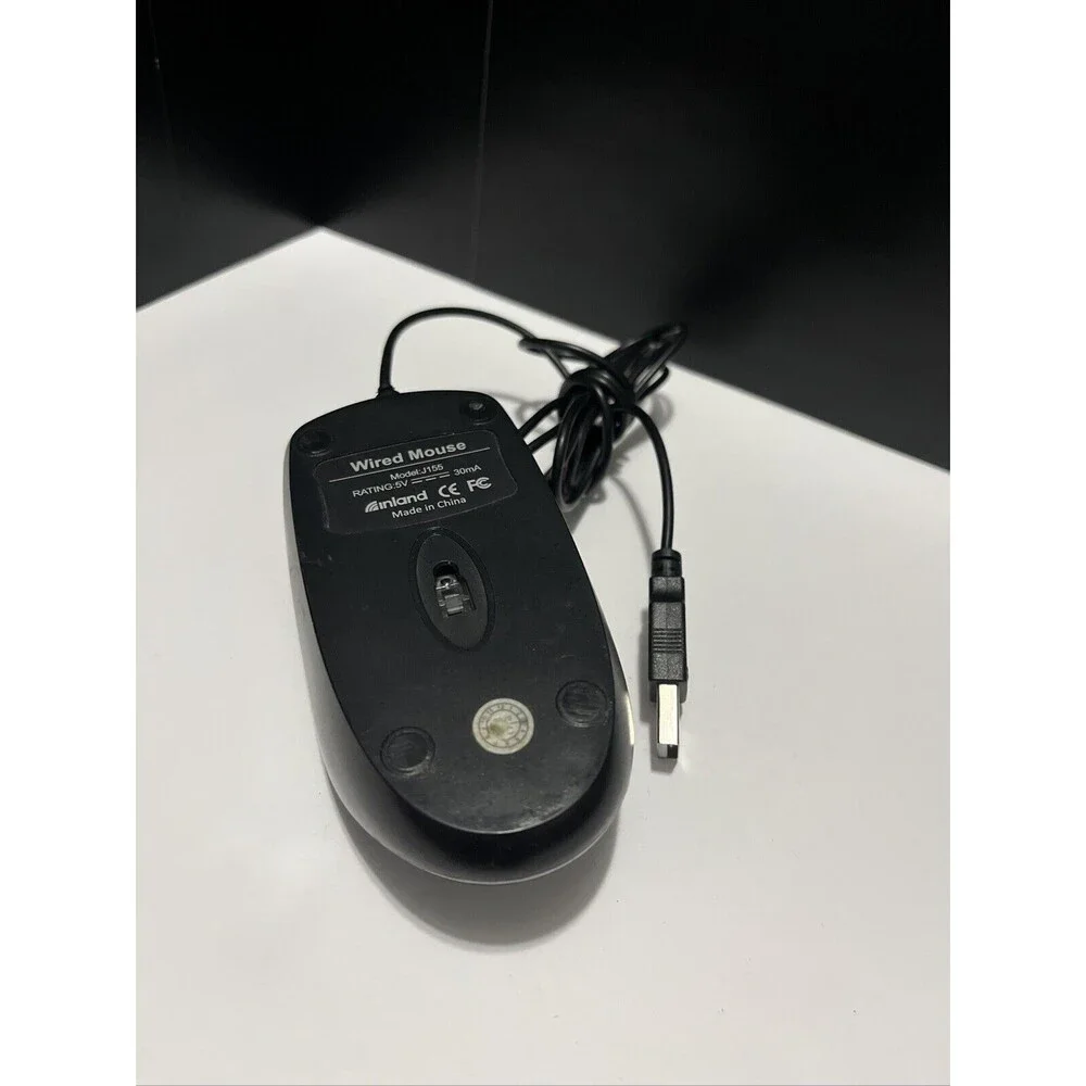 Inland Wired USB Black Optical Mouse - Model 07233 Computer Mouse Wired